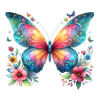 AI generated Colorful Watercolor butterfly PNG isolated on transparent background