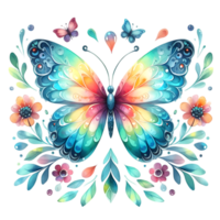 ai gerado colorida aguarela borboleta png isolado em transparente fundo