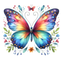 ai generiert bunt Aquarell Schmetterling png isoliert auf transparent Hintergrund