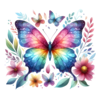 ai generiert bunt Aquarell Schmetterling png isoliert auf transparent Hintergrund
