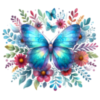 ai gerado colorida aguarela borboleta png isolado em transparente fundo