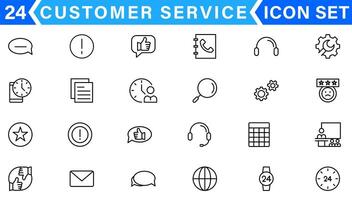 Customer service icon set. Containing customer satisfied, assistance, experience, feedback, operator and technical support icons vector