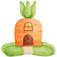 Watercolor Carrot House Illustration png