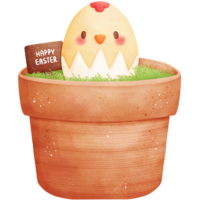 Watercolor Easter Egg in Flowerpot Illustration png