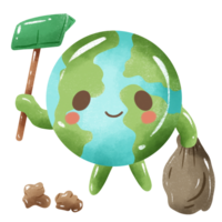 disegnato a mano pastello illustrazione di terra giorno clipart, terra verde globo eco amichevole ambiente consapevolezza terra Tenere un' spazzatura png