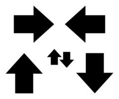 Large forward, right and left, up and down pointing solid long arrow symbol vector. vector