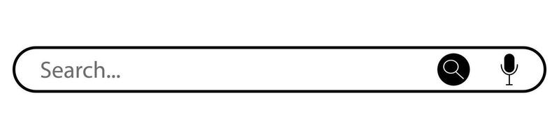 Voice-activated search box, GO search button, Web search bar, magnifying glass search button and a microphone icon. vector