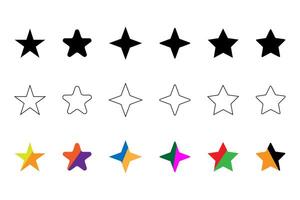 5 star shape icon set vector. vector