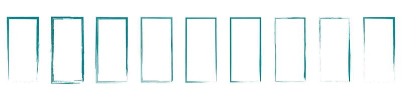 Grunge stroke square and rectangle frames japanese brush symbol vector illustration.
