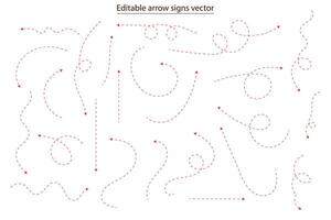 Hand drawn dotted arrows and directions signs in flat style. vector