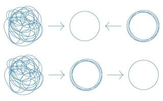 Chaotically tangled line drawing psychotherapy's concept of solving problems is easy vector illustration.