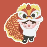 Chinese New Year Kid Lion Dan... vector