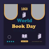 abstract World Book Day social media post template vector