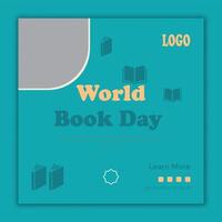 abstract World Book Day social media post template vector