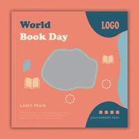 abstract World Book Day social media post template vector