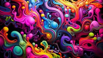 ai generato un' vivace astratto pittura con un' varietà di colori, forme, e modelli, un' vorticoso caos di vibrante, neon colori, ai generato video