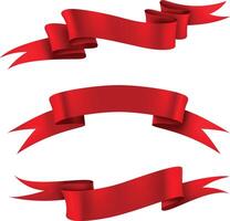 Vector red ribbons.Ribbon banner set.