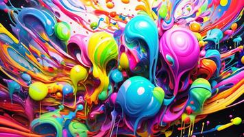 ai gerado isto pintura captura uma diverso alcance do cores, criando uma vibrante e atraente composição, uma rodopiando caos do vibrante, néon cores, ai gerado video