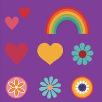 Amazing and lovely hipppie rainbow pride  vector set