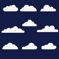 Cloud. Awesome  abstract white cloudy set isolated on blue background. Vector illustration