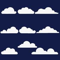 Cloud. Amazing  abstract white cloudy set isolated on blue background. Vector illustration