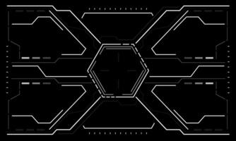 HUD sci-fi interface screen view white hexagon geometric design virtual reality futuristic technology creative display on black vector