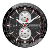 realista reloj reloj cronógrafo plata negro rojo línea blanco número tablero cara para hombres diseño lujo en blanco antecedentes vector