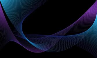 Blue purple wave curve smooth overlap on black background vector illustration.