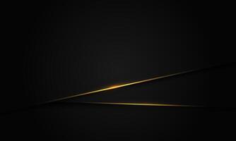 Abstract gold line light slash on black shadow with blank space design modern luxury futuristic blackground vector