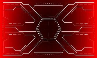 HUD sci-fi interface screen view white hexagon geometric design virtual reality futuristic technology creative display on red vector