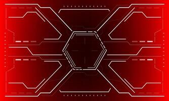 HUD sci-fi interface screen view white hexagon geometric design virtual reality futuristic technology creative display on red vector