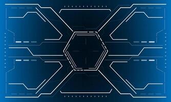HUD sci-fi interface screen view white hexagon geometric design virtual reality futuristic technology creative display on blue vector