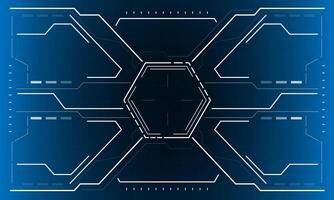 HUD sci-fi interface screen view white hexagon geometric design virtual reality futuristic technology creative display on blue vector