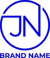 JN letter initial circle logo design vector