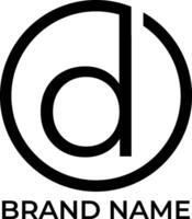 d initial logo with circle vector