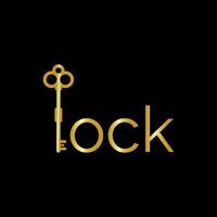 key with a keyhole  lock word icon logo design vector