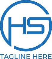 HS letter initial circle logo design vector