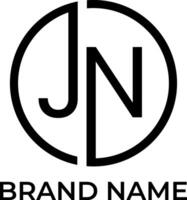 JN letter circle initial logo design vector