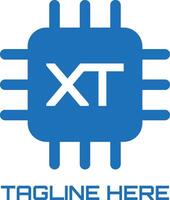 XT initial chip icon of technology vector