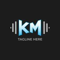 KM gym icon logo design vector