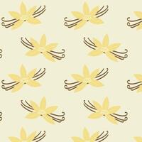 Vector pattern with vanilla flowers, Flat style vector illustration, seamless pattern