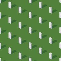 Isometric cemetery graveyard seamless pattern background vector