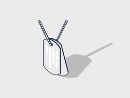 Military Dog tag isometric vector illustration with shadow