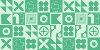 Brutalist style geometric pattern green color vector