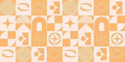 Brutalist style geometric pattern Peach Fuzz color. vector