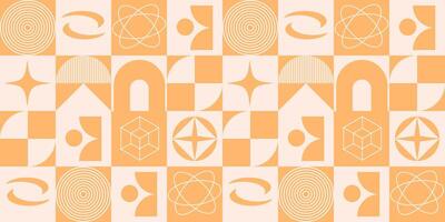 Brutalist style geometric pattern Peach Fuzz color. vector