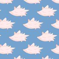 Seamless pattern with seashell on blue background vector