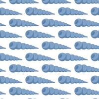 Seamless pattern with blue spiral seashell on white background vector
