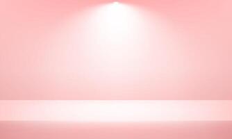 pastel pink studio room background. Empty room with light effect. Template mock up for display of product, Business backdrop. Vector illustration.