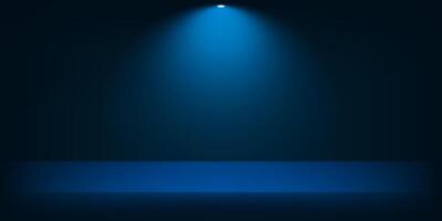 Empty Blue navy studio room background. Empty room with light effects. Template mock up for display of product, Business backdrop. Vector illustration.